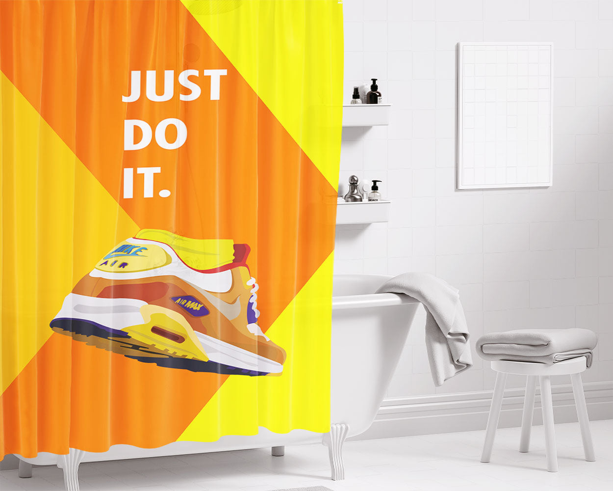 Nike Just Do It Vector Bathroom Shower Curtain Fabric Waterproof | 66 X 72 Inch