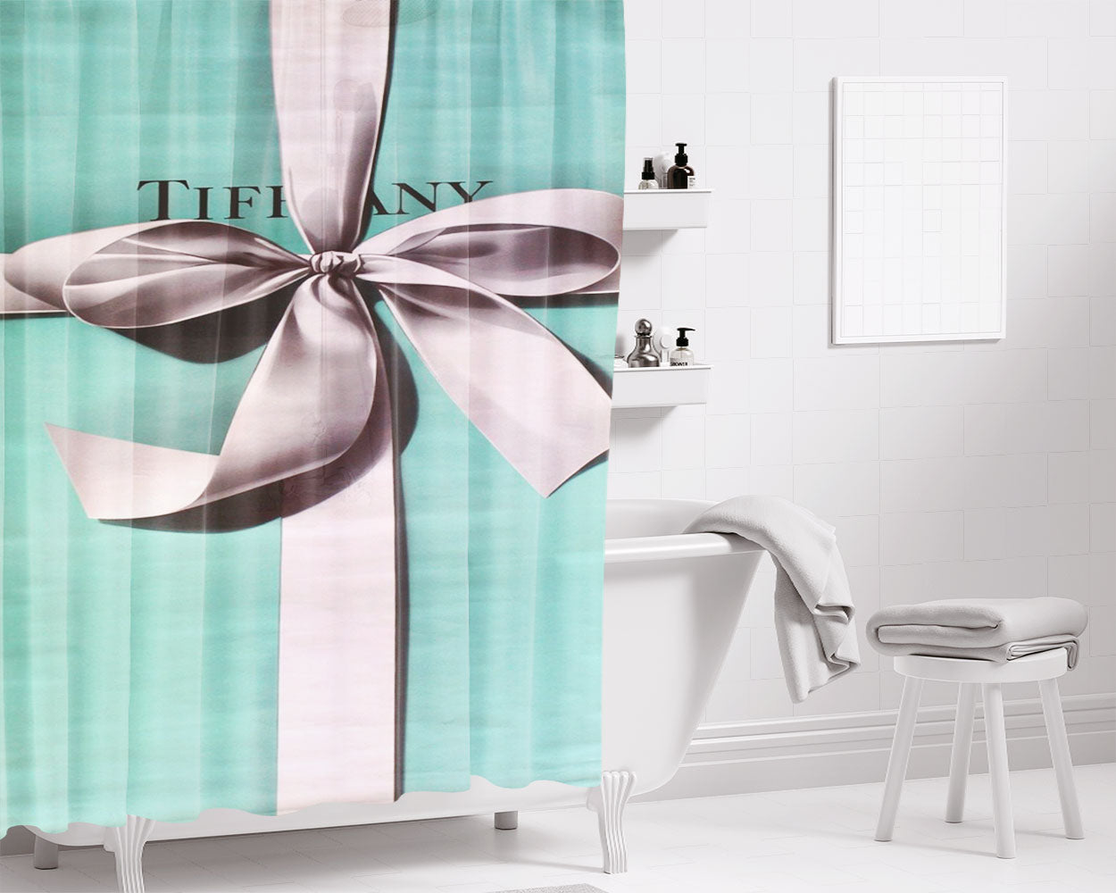 Original Tiffany And Co Box Bathroom Shower Curtain Fabric Waterproof | 66 X 72 Inch