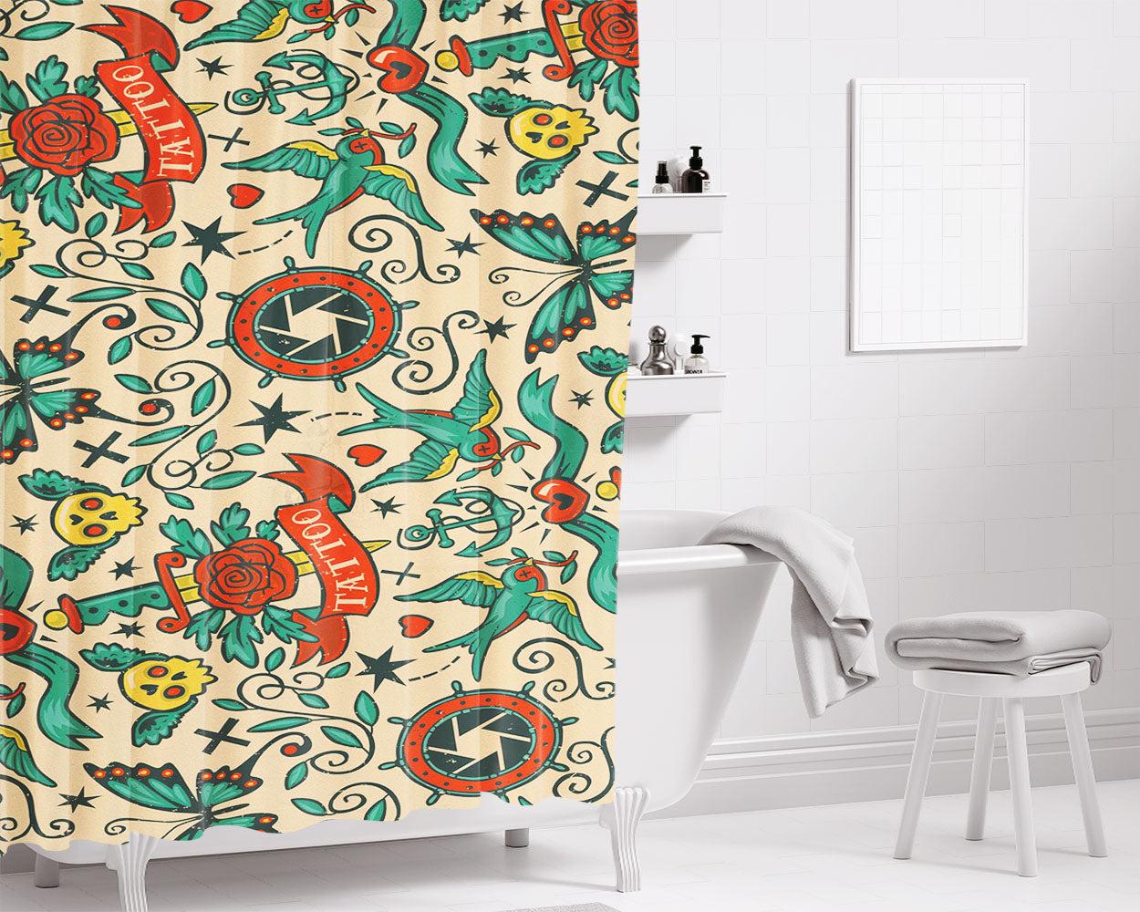 Pattern Bathroom Shower Curtain Fabric Waterproof | 66 X 72 Inch