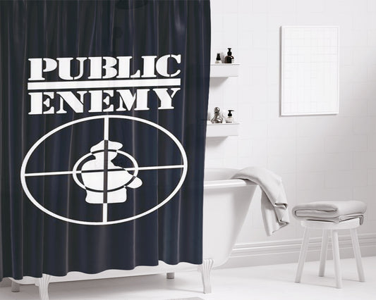 Public Enemy Find Your Terror Bathroom Shower Curtain Fabric Waterproof | 66 X 72 Inch