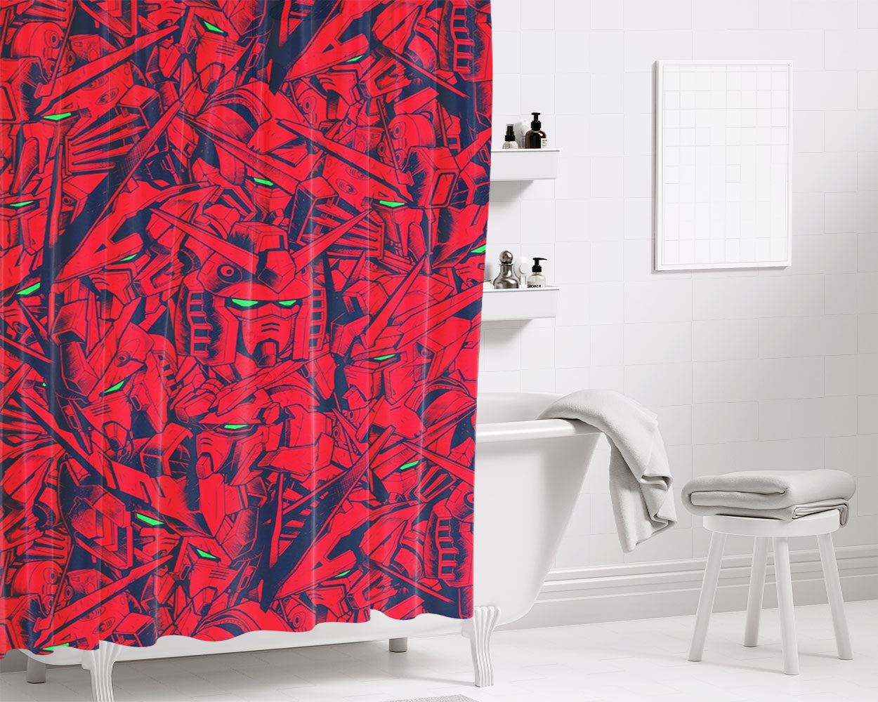 Red Grunge Tribute Bathroom Shower Curtain Fabric Waterproof | 66 X 72 Inch