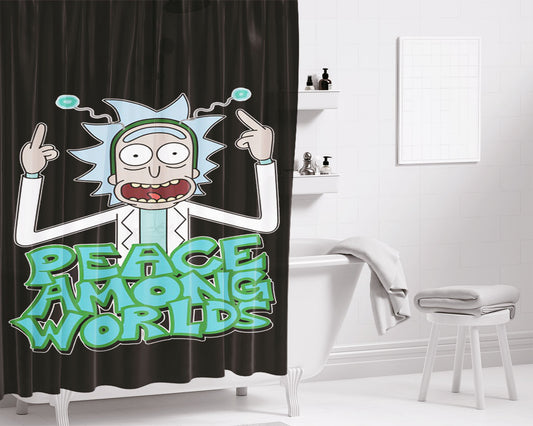 Rick Piece Among Worlds Bathroom Shower Curtain Fabric Waterproof | 66 X 72 Inch