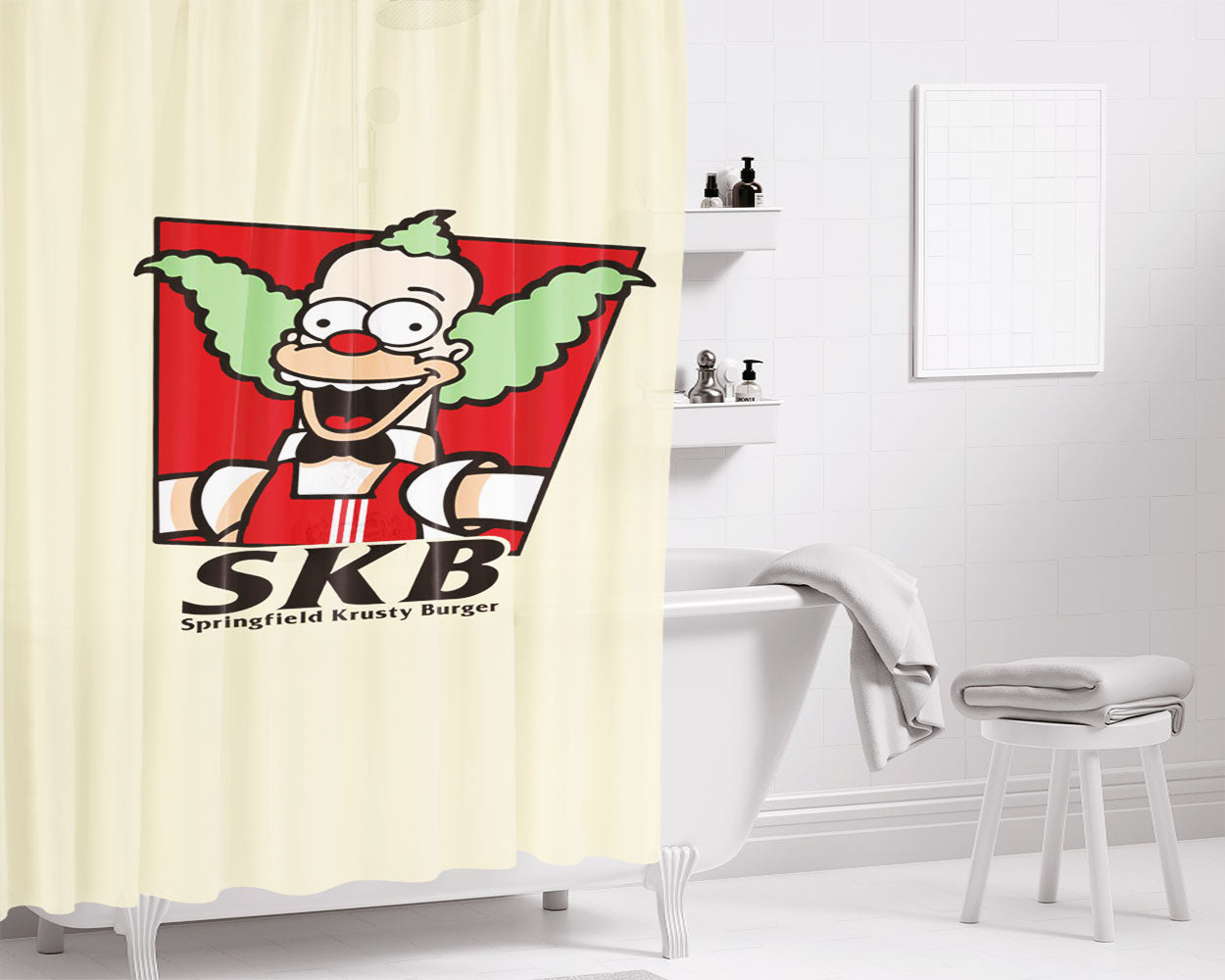 Skater Brand Pop Pattern Bathroom Shower Curtain Fabric Waterproof | 66 X 72 Inch