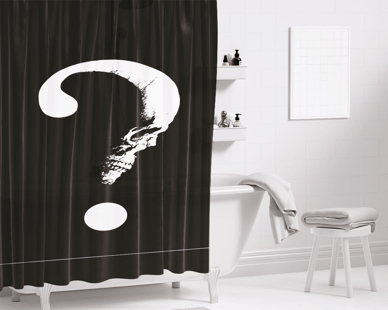 Skull And Bones Ship Wallpaper Bathroom Shower Curtain Fabric Waterproof | 66 X 72 Inch