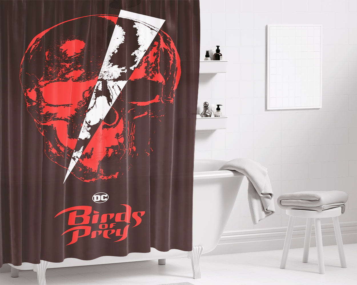Skull Antler Feather And Flower Bathroom Shower Curtain Fabric Waterproof | 66 X 72 Inch