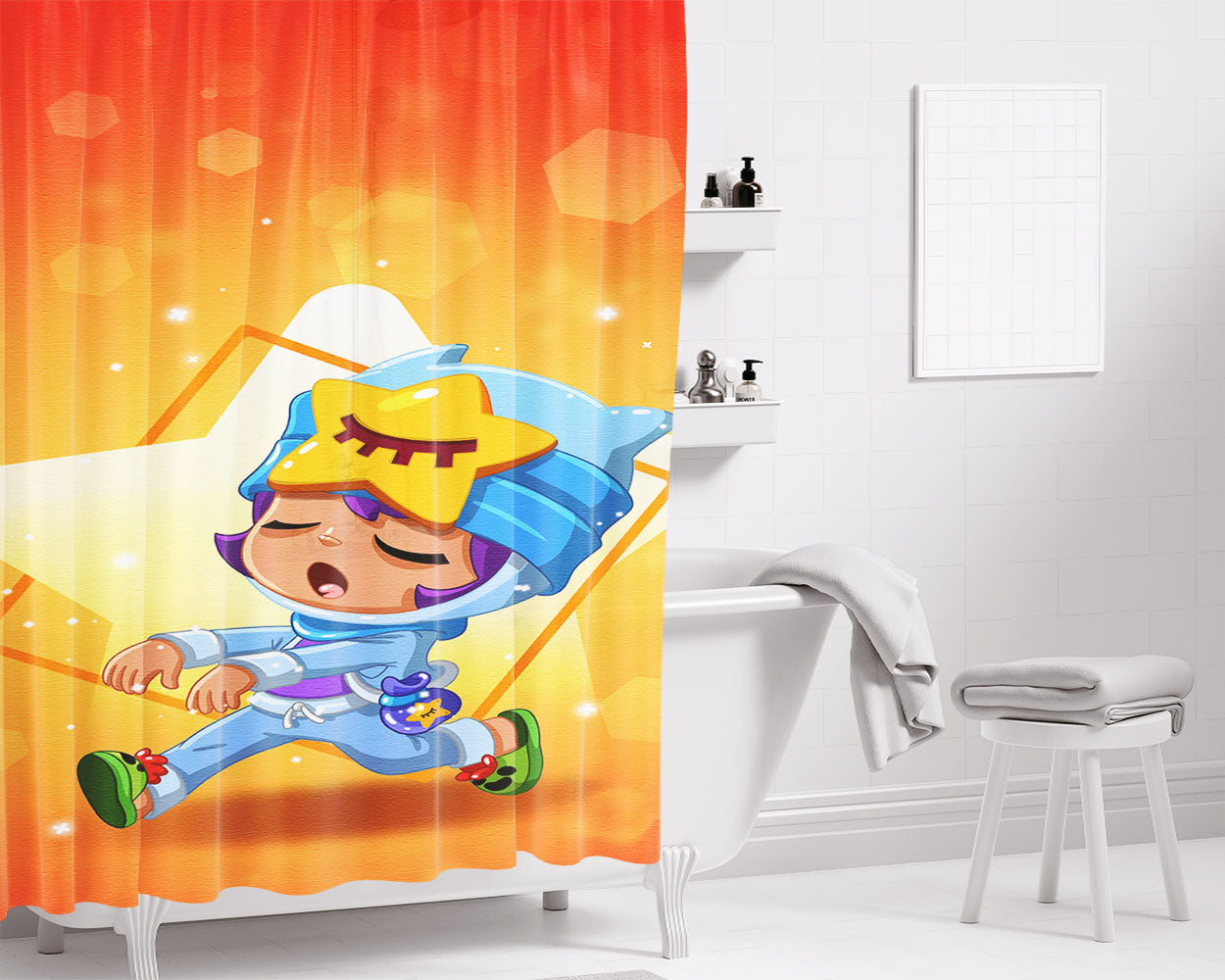 Sleepy Sandy Brawl Stars Canvas Wallpaper Bathroom Shower Curtain Fabric Waterproof | 66 X 72 Inch