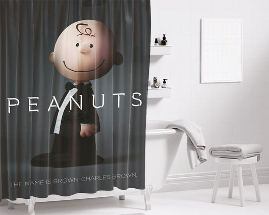 Snoopy And Charlie Brown Moon Bathroom Shower Curtain Fabric Waterproof | 66 X 72 Inch