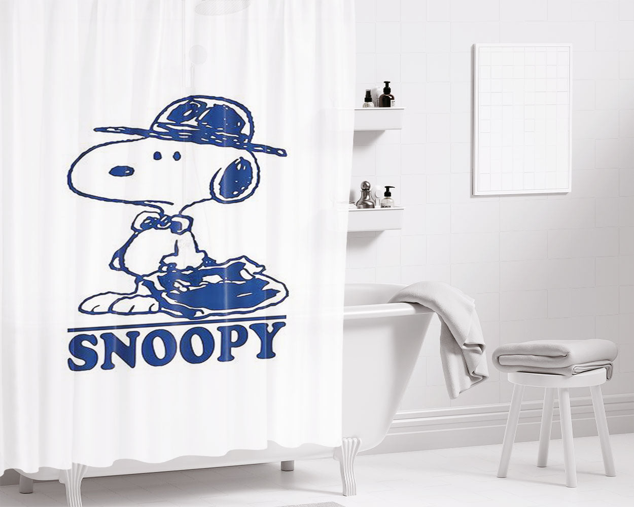Snoopy Bape Style Bathroom Shower Curtain Fabric Waterproof | 66 X 72 Inch