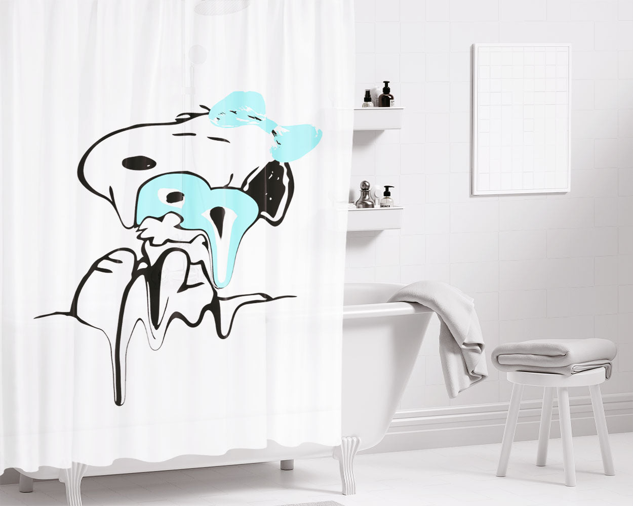 Snoopy Charlie Brown Bathroom Shower Curtain Fabric Waterproof | 66 X 72 Inch