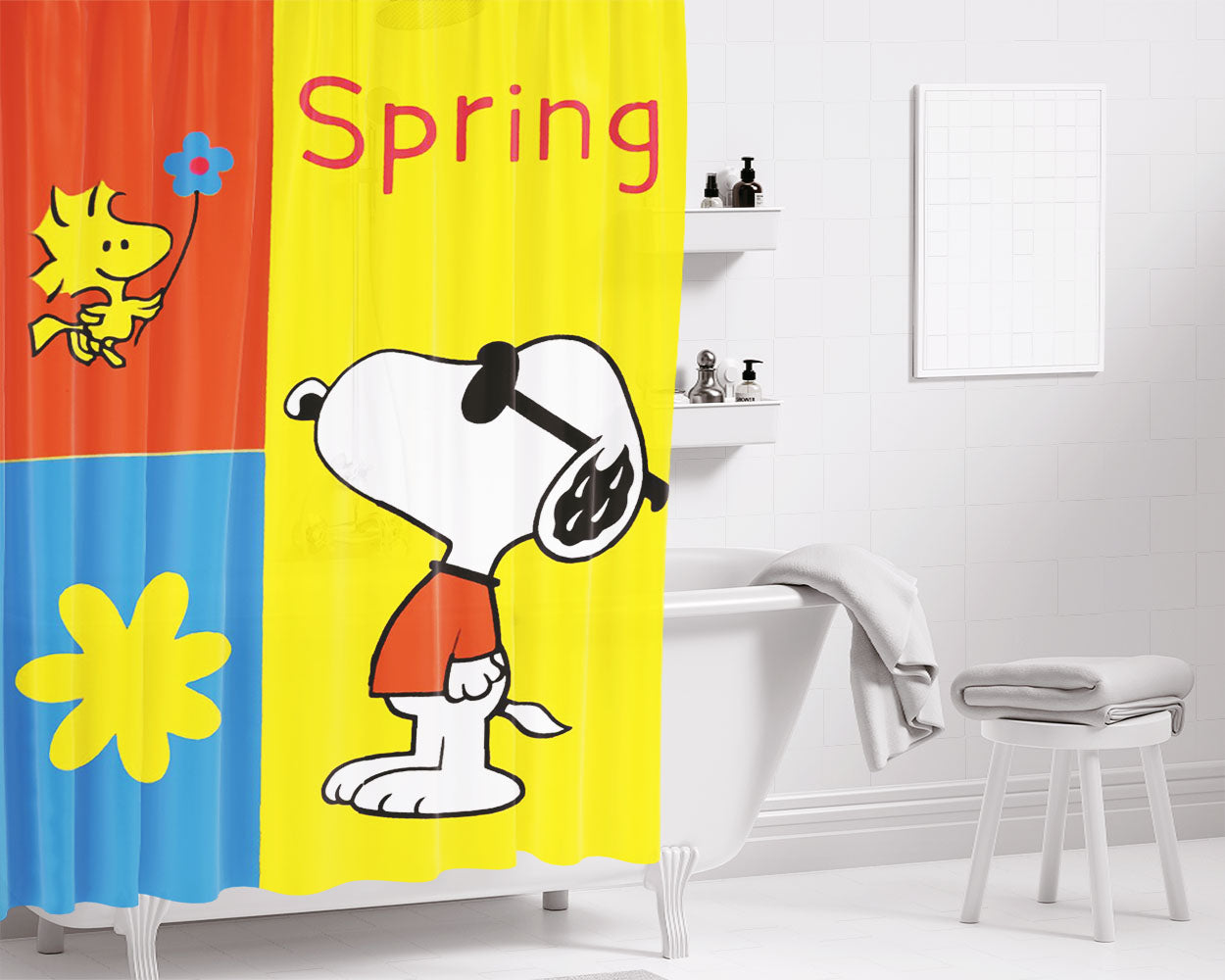 Snoopy The Game Of Bones Bathroom Shower Curtain Fabric Waterproof | 66 X 72 Inch