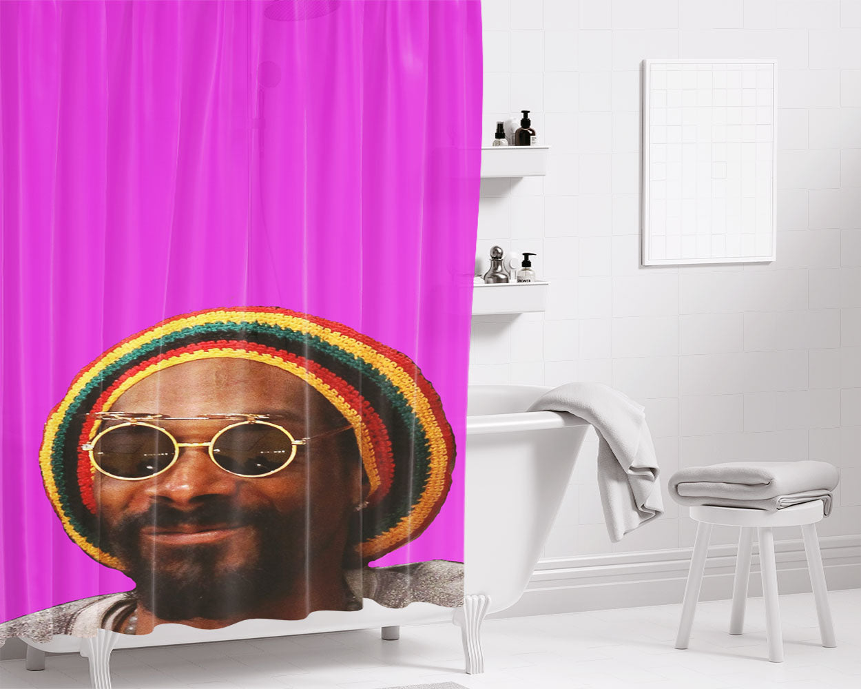 Snopp Dogg Wallpaper Bathroom Shower Curtain Fabric Waterproof | 66 X 72 Inch