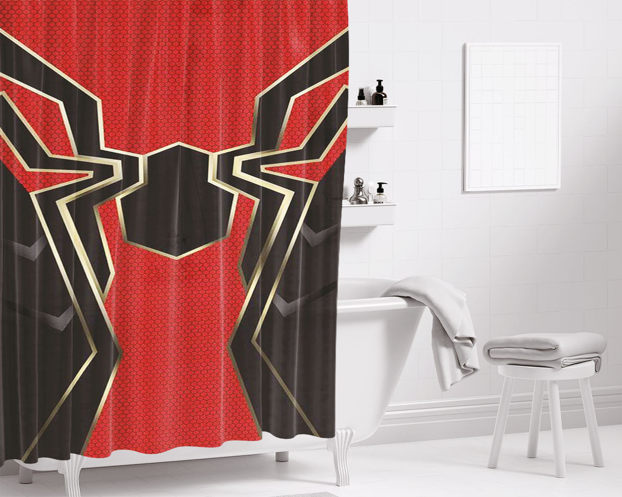 Spidey Black Style Costumes Bathroom Shower Curtain Fabric Waterproof | 66 X 72 Inch