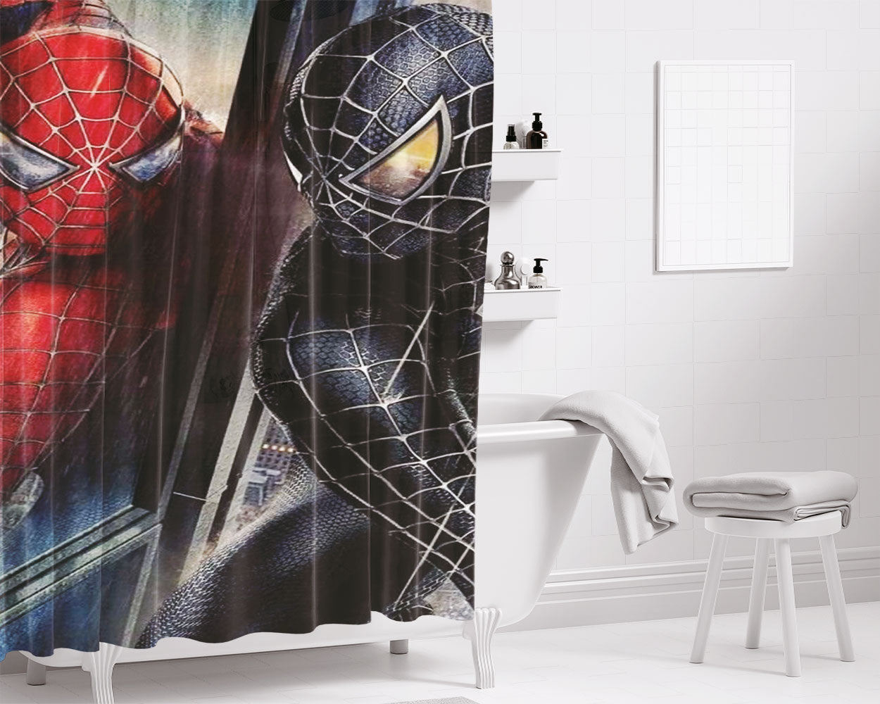 Spidey New Logo Style Bathroom Shower Curtain Fabric Waterproof | 66 X 72 Inch