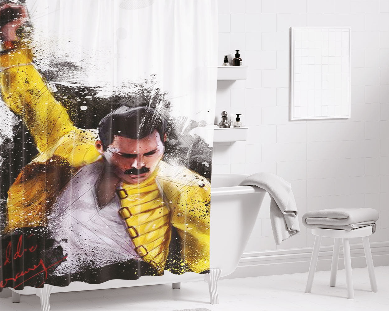 Splash Nike Splatter On Black Bathroom Shower Curtain Fabric Waterproof | 66 X 72 Inch