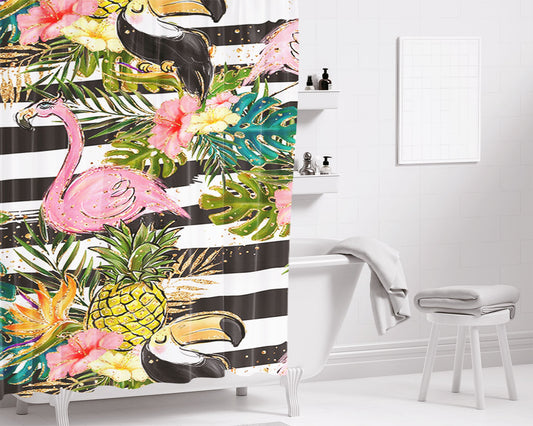 Summer Garden Bathroom Shower Curtain Fabric Waterproof | 66 X 72 Inch
