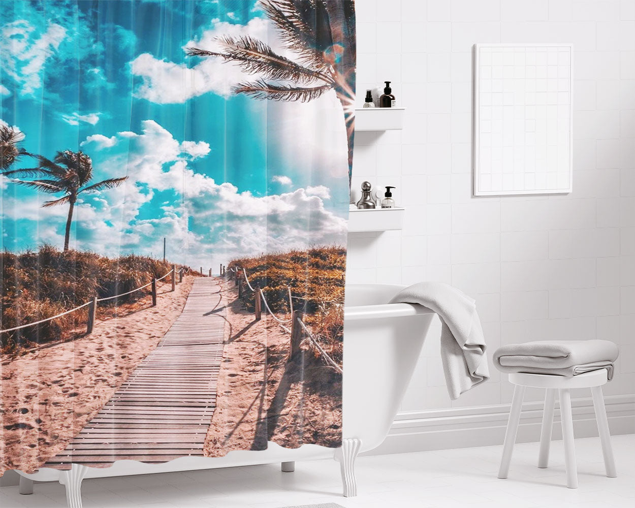 Summer Wallpaper August Bathroom Shower Curtain Fabric Waterproof | 66 X 72 Inch