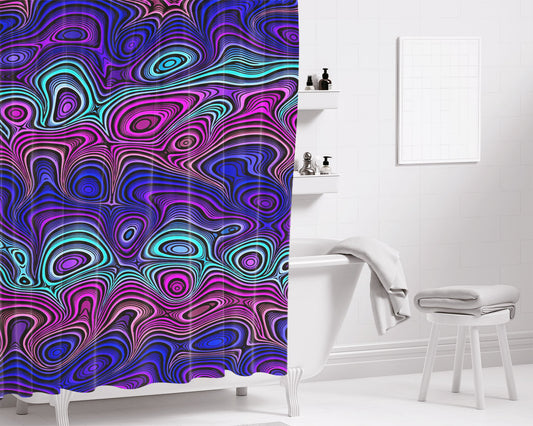 Swirl Wavy August Bathroom Shower Curtain Fabric Waterproof | 66 X 72 Inch