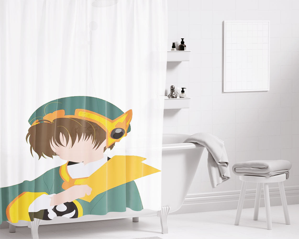 Syaoran Cardcaptor Color Silhouette Bathroom Shower Curtain Fabric Waterproof | 66 X 72 Inch