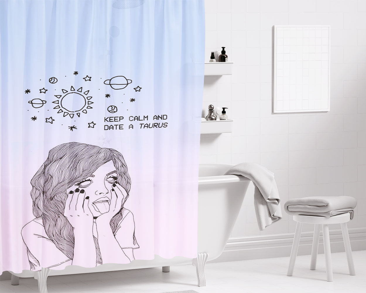 Taurus Girl August Bathroom Shower Curtain Fabric Waterproof | 66 X 72 Inch