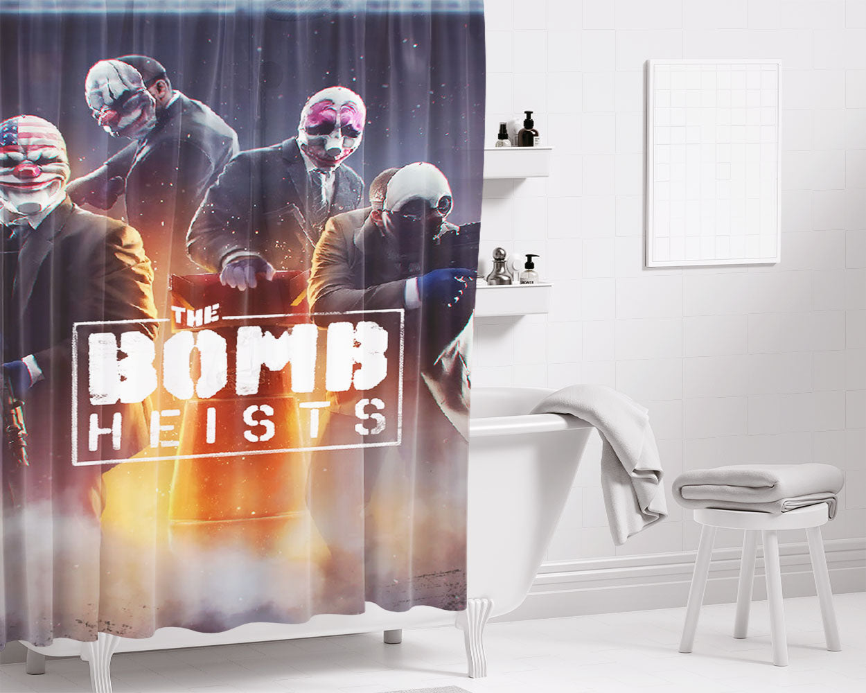 The Bomb Heist Pay Hell Bathroom Shower Curtain Fabric Waterproof | 66 X 72 Inch