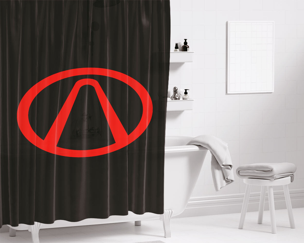 The Borderland Red Circle Symbol Bathroom Shower Curtain Fabric Waterproof | 66 X 72 Inch