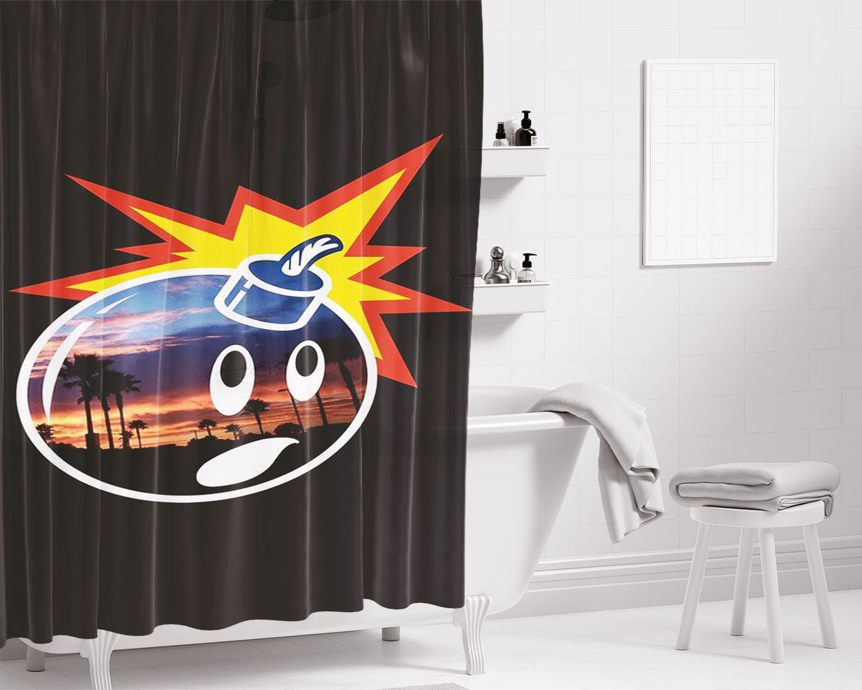 The Hundred Bomb Bathroom Shower Curtain Fabric Waterproof | 66 X 72 Inch