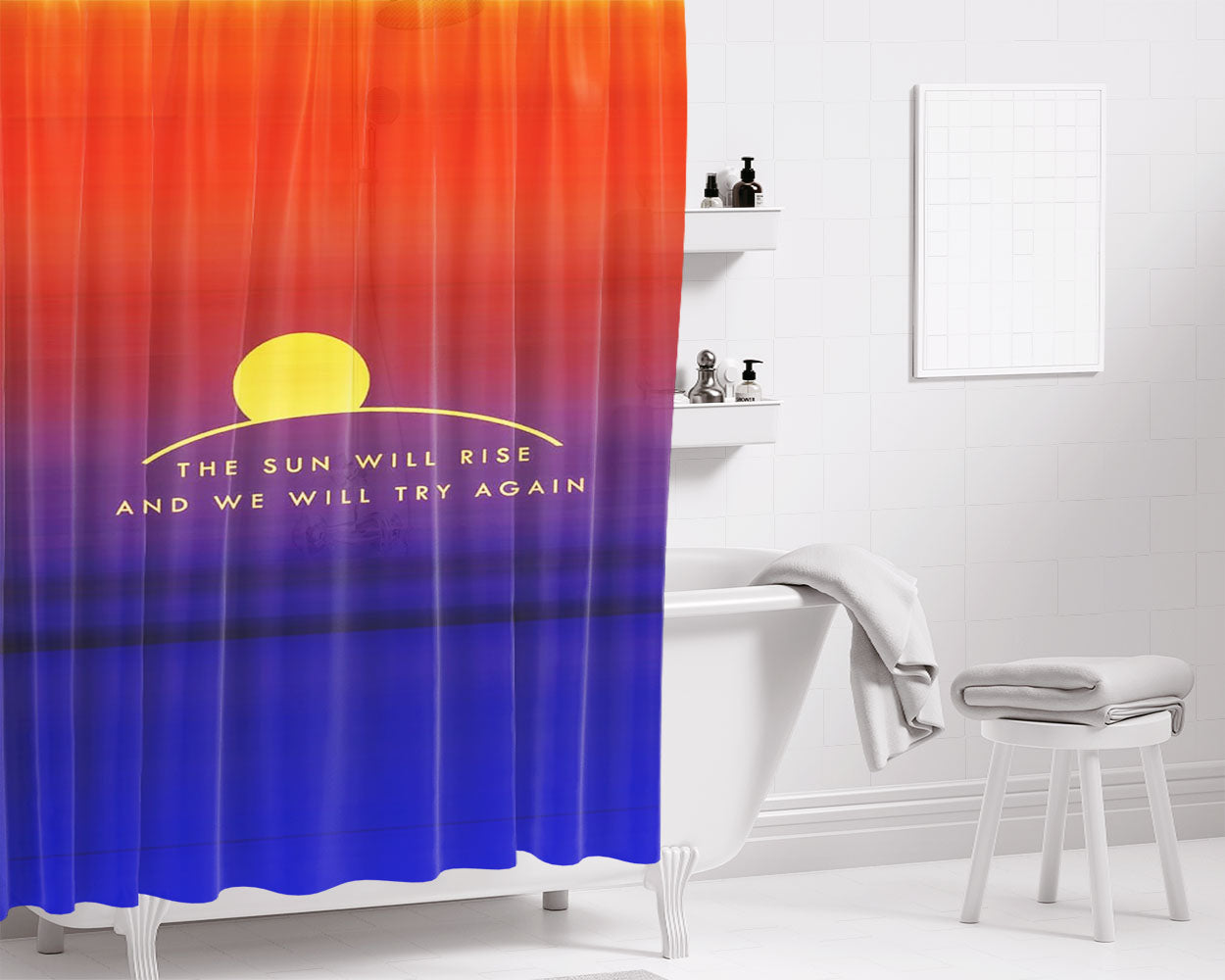 The Sun Will Rise August Bathroom Shower Curtain Fabric Waterproof | 66 X 72 Inch