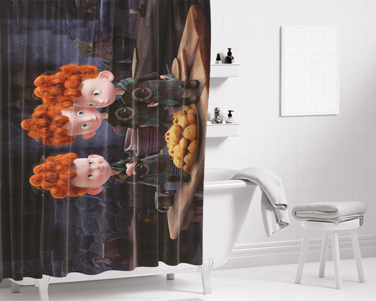 The Triplet Eat Cookies Bathroom Shower Curtain Fabric Waterproof | 66 X 72 Inch