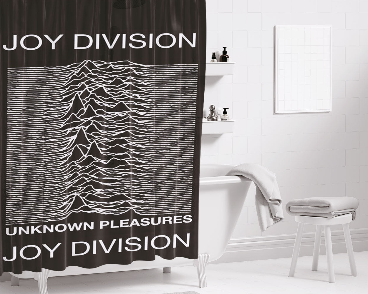 The Unknown Pleasure Frequency Bathroom Shower Curtain Fabric Waterproof | 66 X 72 Inch