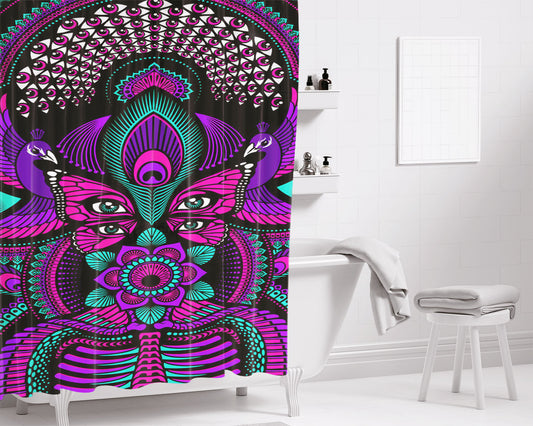Trippy Butterfly Acid Bathroom Shower Curtain Fabric Waterproof | 66 X 72 Inch