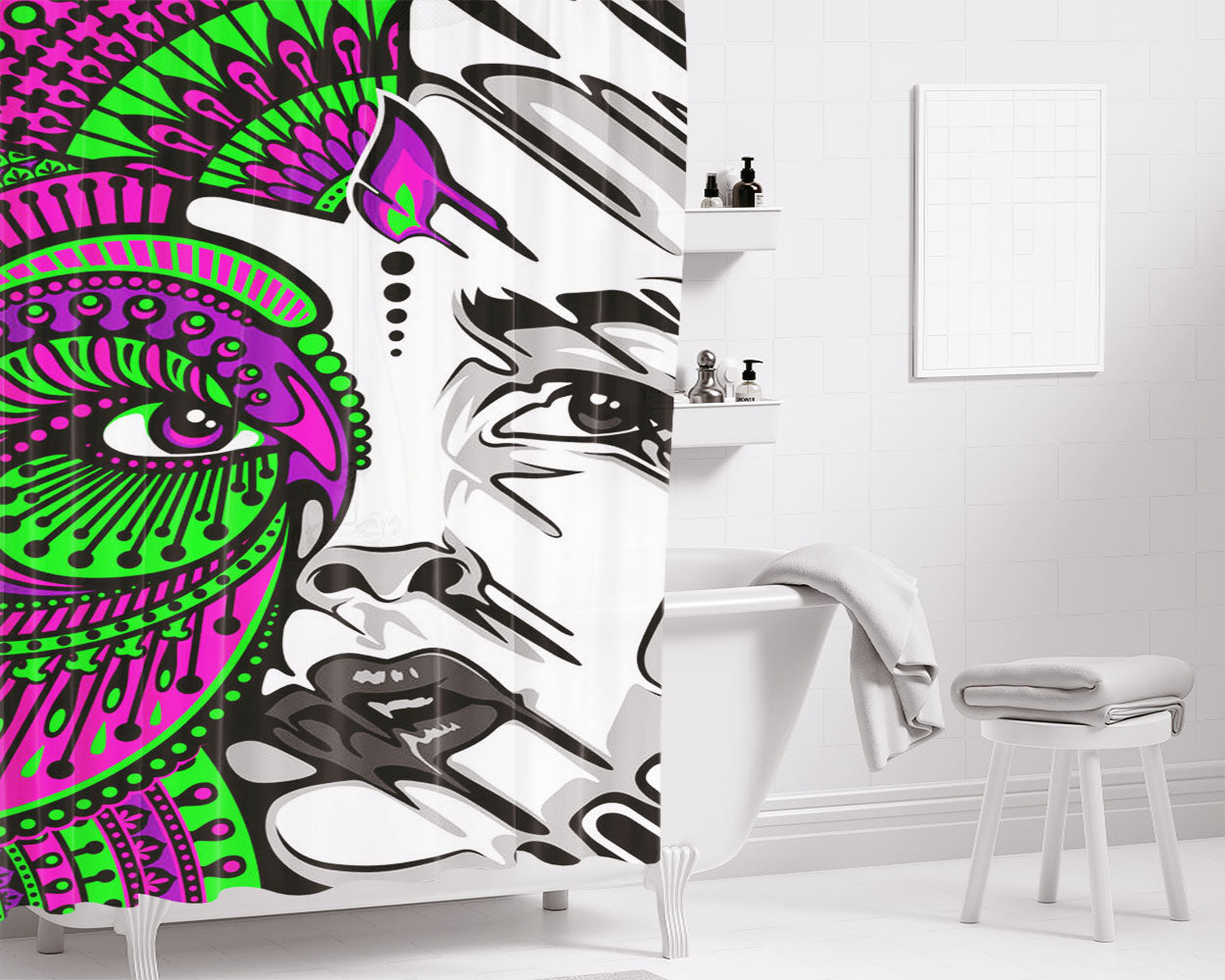 Trippy Melt Girl Bathroom Shower Curtain Fabric Waterproof | 66 X 72 Inch