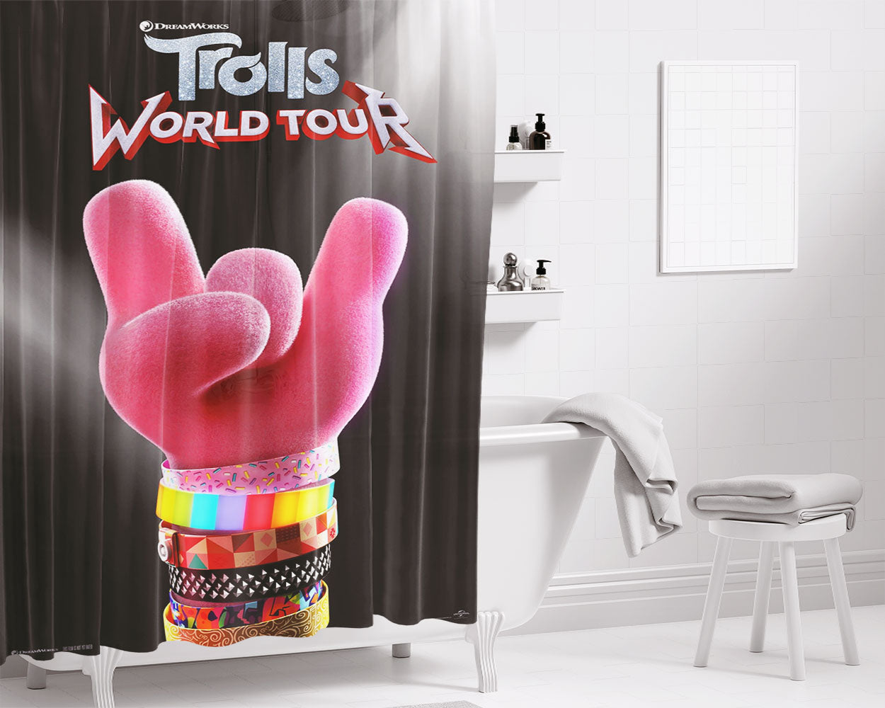 Trolls World Tour Bathroom Shower Curtain Fabric Waterproof | 66 X 72 Inch