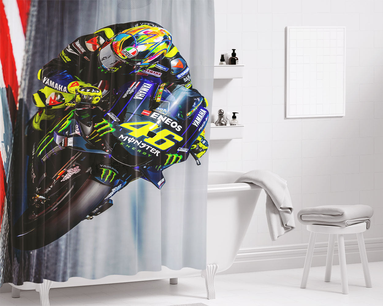Vale 46 Black Costume Race Bathroom Shower Curtain Fabric Waterproof | 66 X 72 Inch