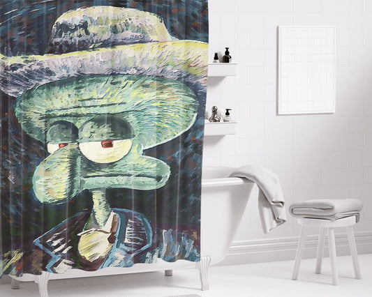 Vangogh Squidwart Style Bathroom Shower Curtain Fabric Waterproof | 66 X 72 Inch