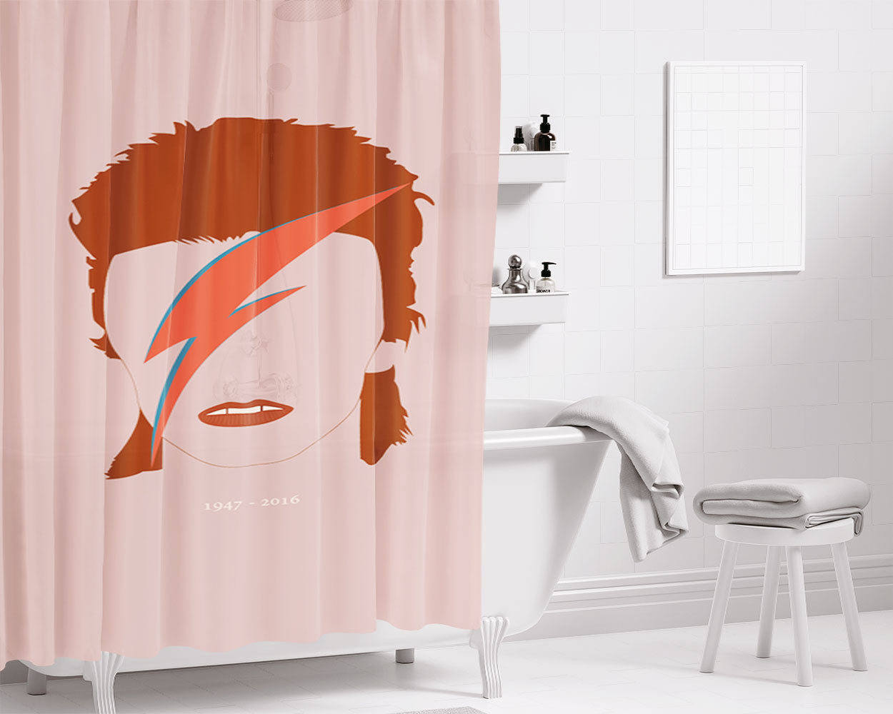 Vid Bowie Tribute 1947 Bathroom Shower Curtain Fabric Waterproof | 66 X 72 Inch