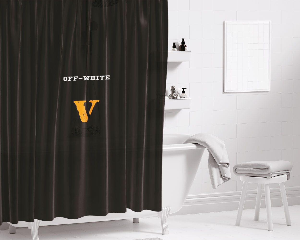 Vlone Off White Bathroom Shower Curtain Fabric Waterproof | 66 X 72 Inch