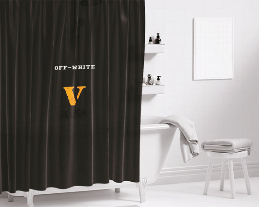 Vlone Off White Bathroom Shower Curtain Fabric Waterproof | 66 X 72 Inch