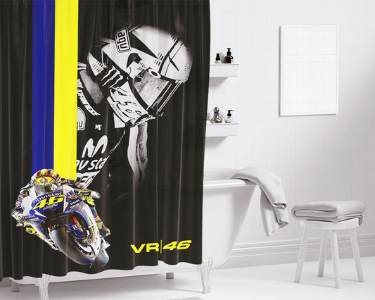 Vr46 Race Wallpaper Bathroom Shower Curtain Fabric Waterproof | 66 X 72 Inch