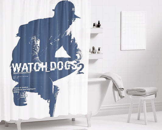 Watchdog Two Coding Community Bathroom Shower Curtain Fabric Waterproof | 66 X 72 Inch