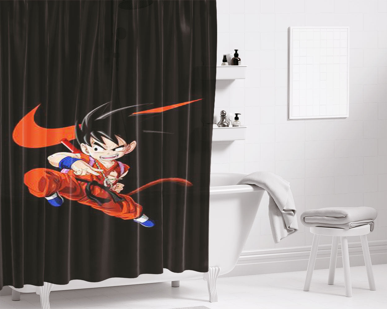 Nike Goku Battle Style Bathroom Shower Curtain Fabric Waterproof | 66 X 72 Inch