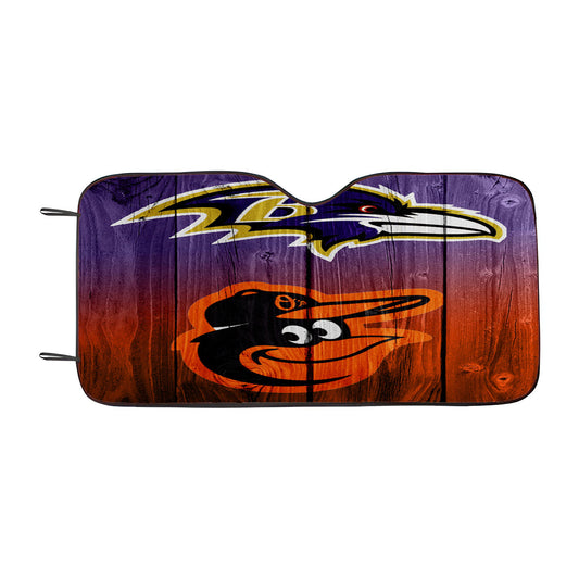 Baltimore Ravens Nfl Orioles Mlb Logo Dark Wood Car Auto Sun Shade Windshield Cover