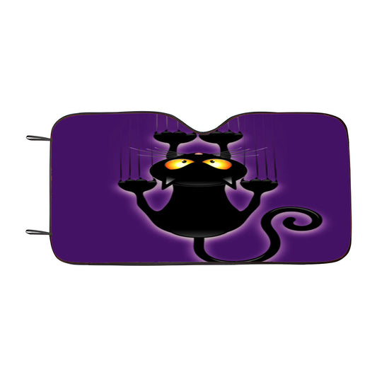 Black Halloween Cat Car Auto Sun Shade Windshield Cover