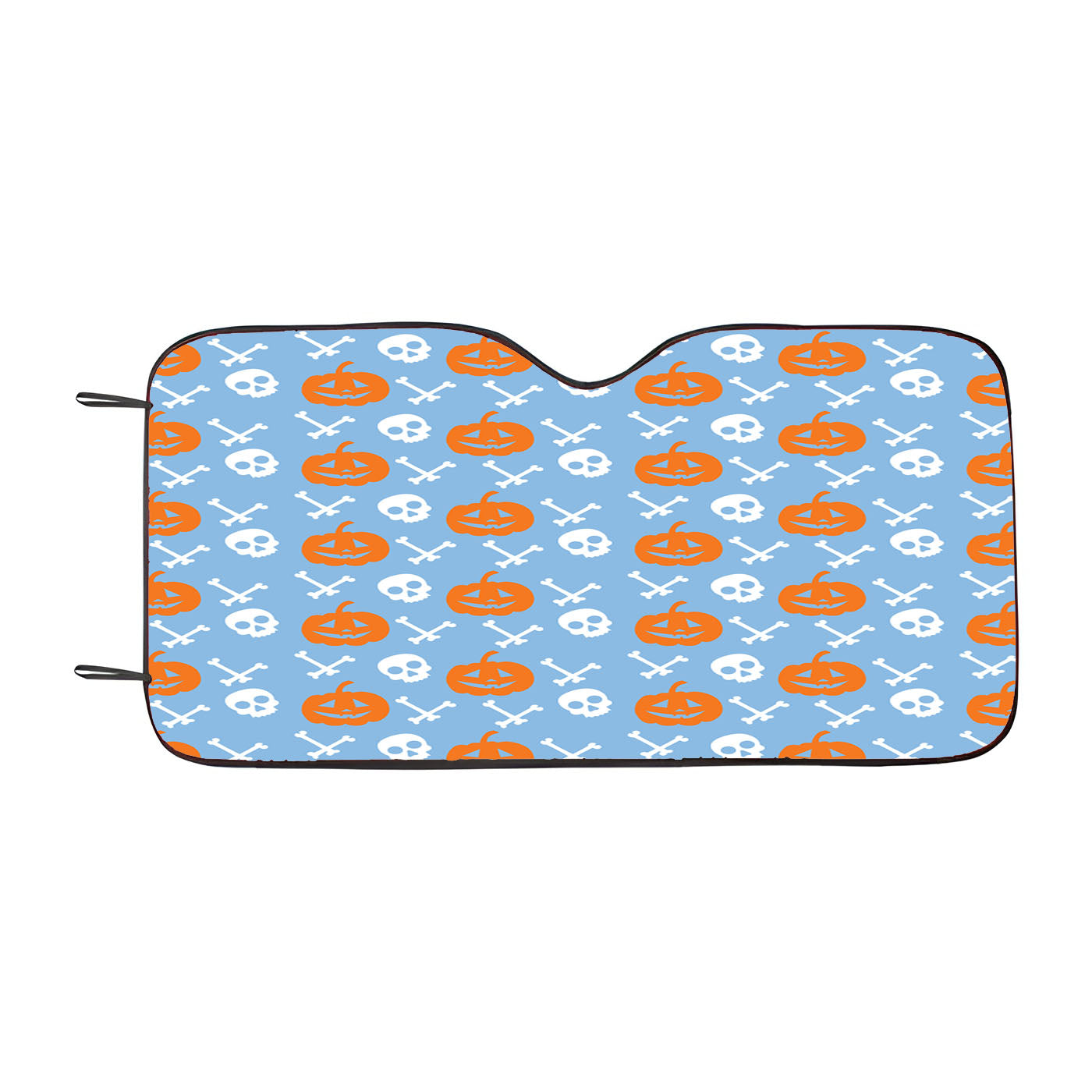 Blue Pattern Pumpkins Bone And Head Skeleton Halloween Car Auto Sun Shade Windshield Cover