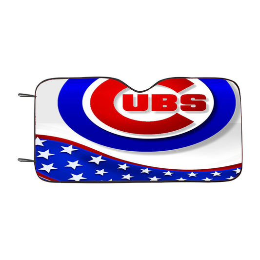 Chicago Cubs American Flag Car Auto Sun Shade Windshield Cover