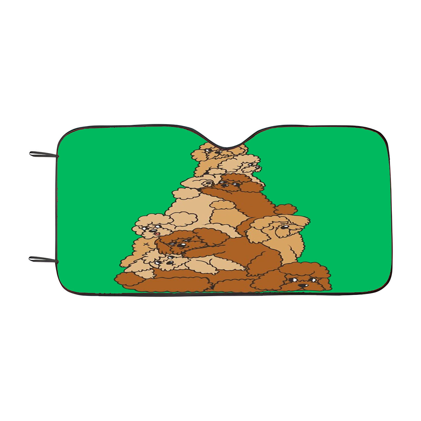 Christmas Tree Poodle Dog Green Car Auto Sun Shade Windshield Cover