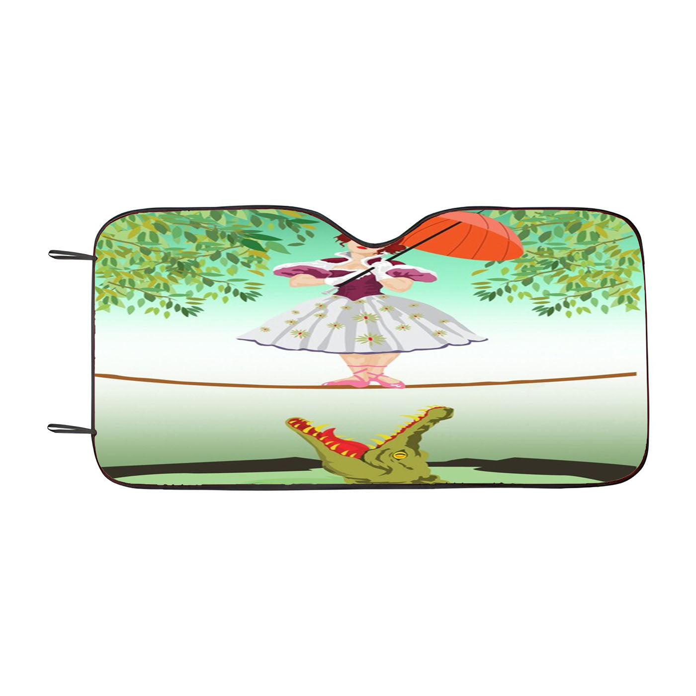 Cute Halloween The Crocodile Girl Deadly Tightrope Circus Car Auto Sun Shade Windshield Cover