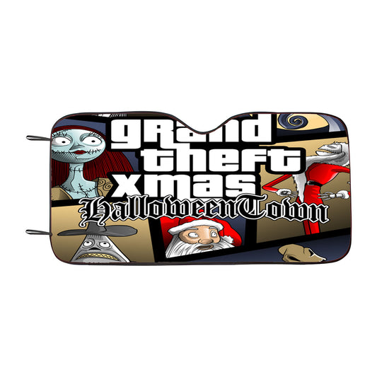Grand Theft Xmas Halloweentown Car Auto Sun Shade Windshield Cover