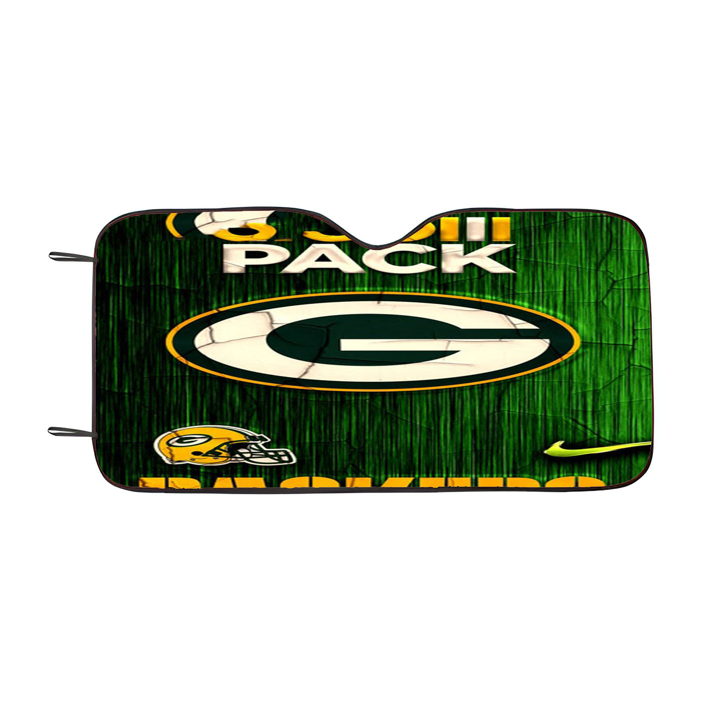 Green Bay Packers Nfl Logo Dark Wood Wallpaper Car Auto Sun Shade Windshield Cover