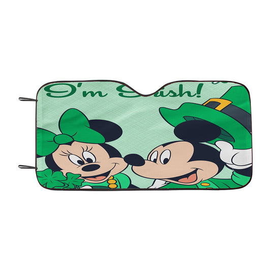 Kiss Me I'M Irish Mickey & Minnie Car Auto Sun Shade Windshield Cover