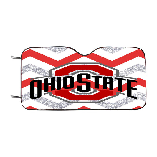 Ohio State Osu Red White Glitter Logo Car Auto Sun Shade Windshield Cover